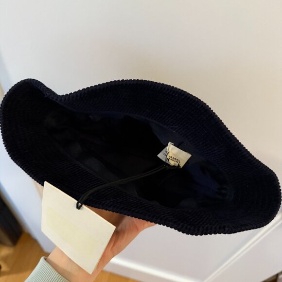 NWT Isabel Marant Corduroy Bucket Hat Logo Embroidered Black - Picture 5 of 6